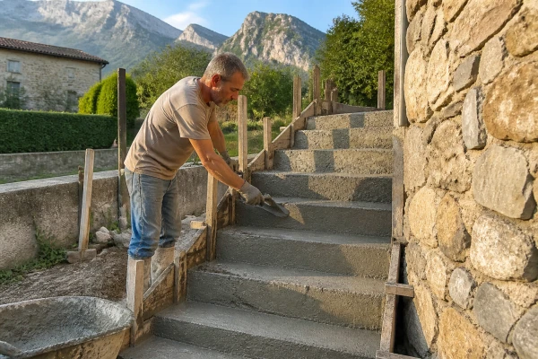 Artisan maçon construction escalier béton Allevard