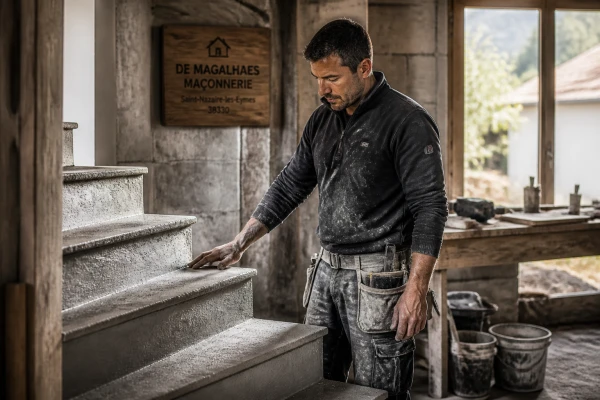 Artisan maçon réfection escalier béton Saint-Nazaire-les-Eymes