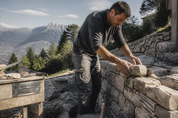 Maçon construction muret pierre sèche Chapareillan