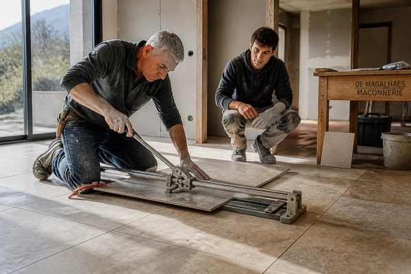Pose carrelage grande surface maison Le Touvet