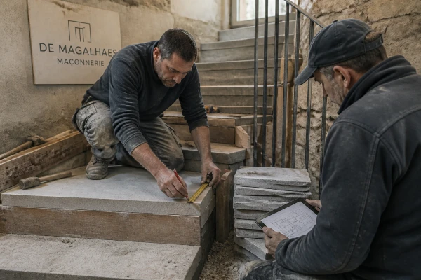 Rénovation escalier intérieur pierre Allevard